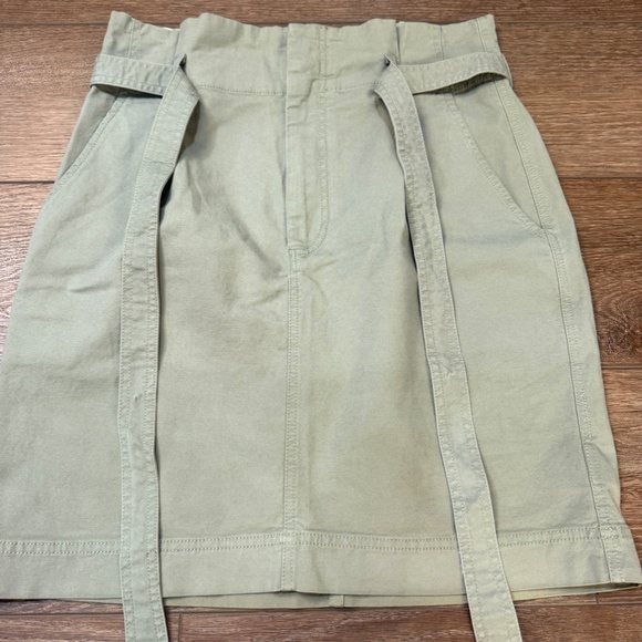 Gap Women's Paperbag Waist Tie Waist Skirt Size 6 Green Tencel Straight Skirt - Picture 3 of 11